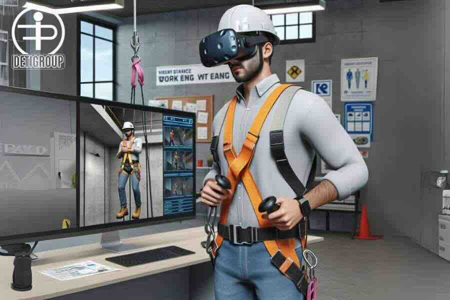 Persona en simulador de Realidad Virtual para uso de equipos de altura
